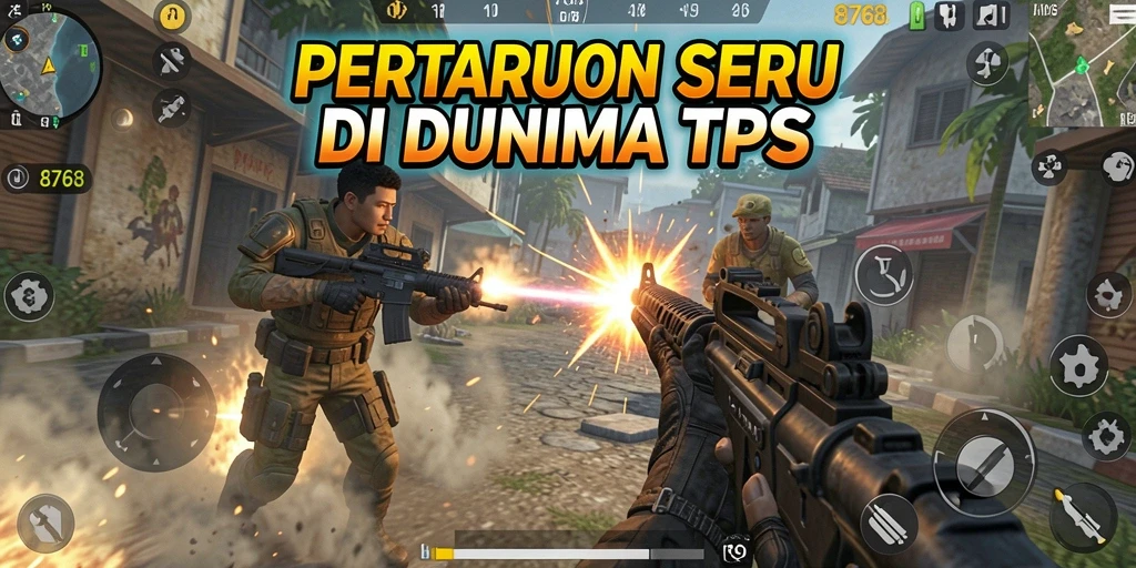 Tampilan aksi seru dalam gameplay TPS 8768.