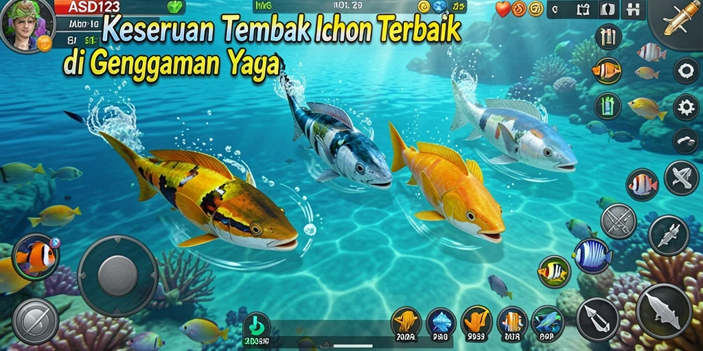 Screenshot gameplay menampilkan aksi seru dalam Tembak Ikan.