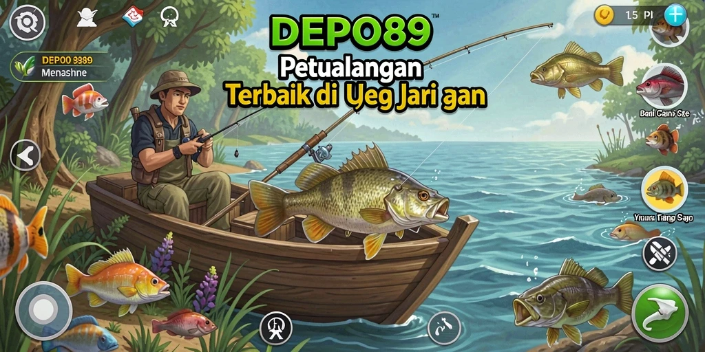 Tampilan gameplay DEPO89 menampilkan aksi memancing yang mendebarkan.