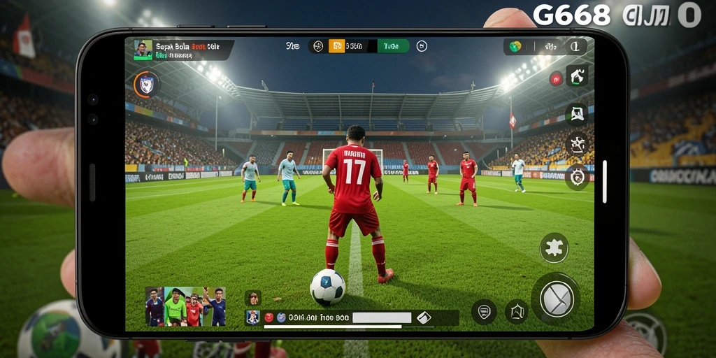Screenshot G668 menampilkan aksi menarik di lapangan sepak bola.