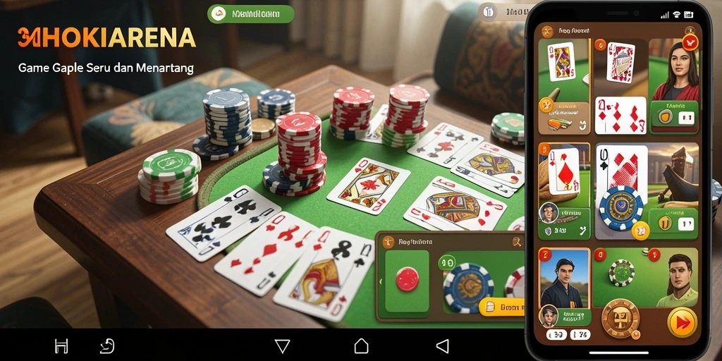 Tampilan gameplay HOKIARENA dengan suasana permainan Gaple yang seru.