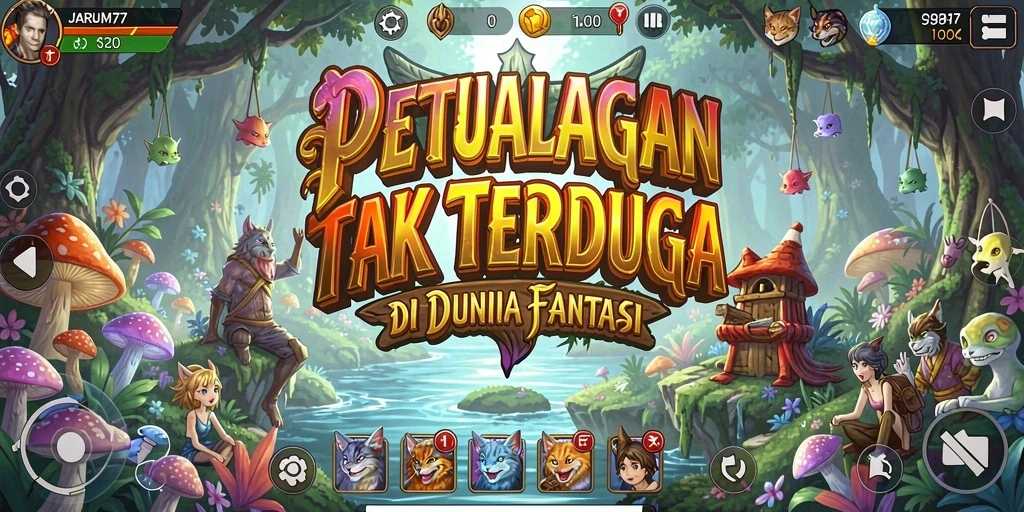 Tampilan gameplay menakjubkan dari JARUM77 dalam aksi petualangan.