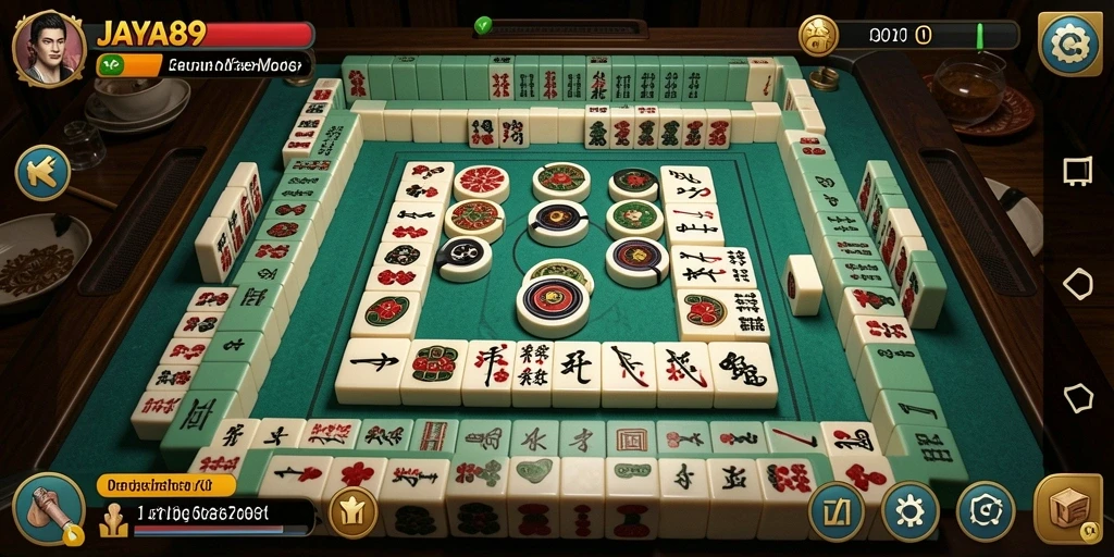 Screenshot permainan JAYA89 menampilkan gameplay Mahjong yang menarik.