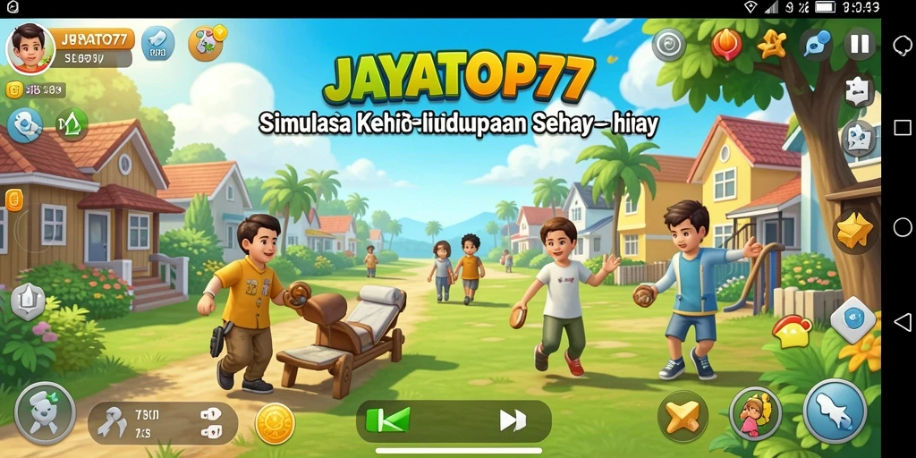 Screenshot utama JAYATOP77 menampilkan gameplay kehidupan sehari-hari yang interaktif.