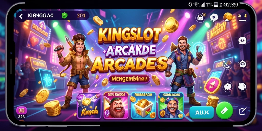 Screenshot KINGSLOT menampilkan gameplay seru saat bermain Arcade.