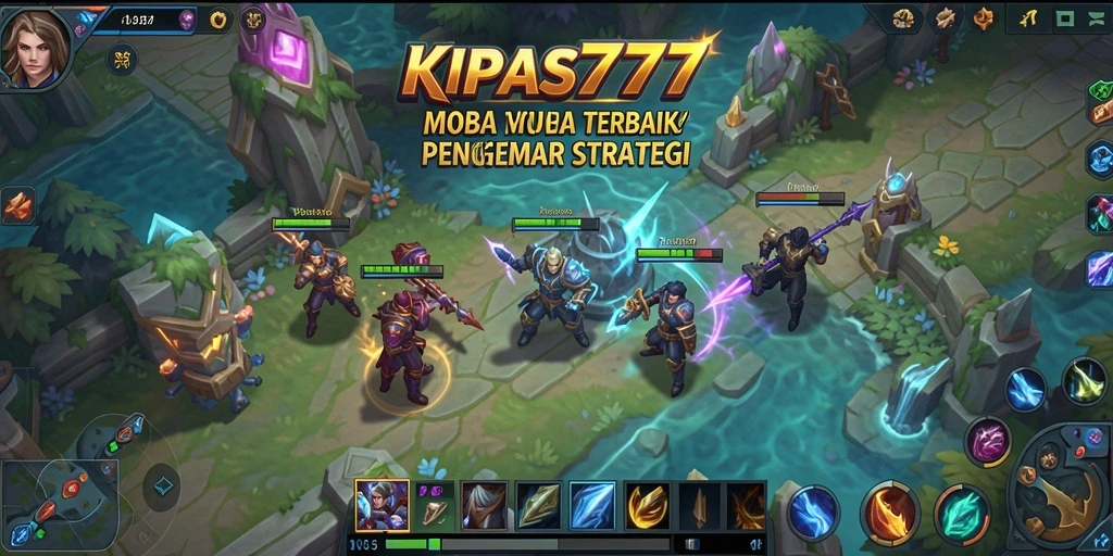 Tangkapan layar KIPAS777 yang menunjukkan aksi gameplay MOBA yang mendebarkan.