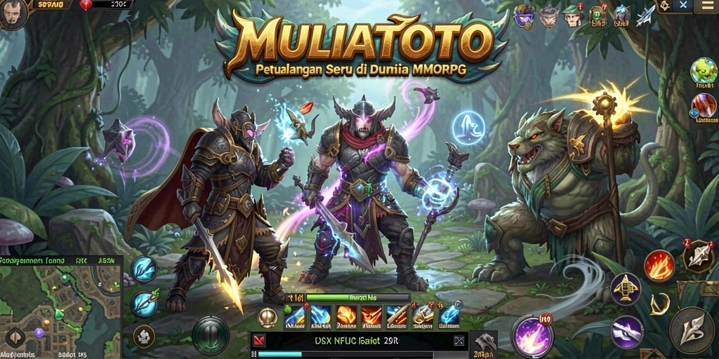 Tangkapan layar gameplay MULIATOTO yang menunjukkan pertarungan epik di dalam MMORPG.