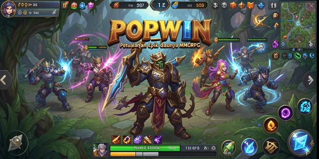 Screenshot utama POPWIN menunjukkan aksi seru dalam dunia MMORPG.