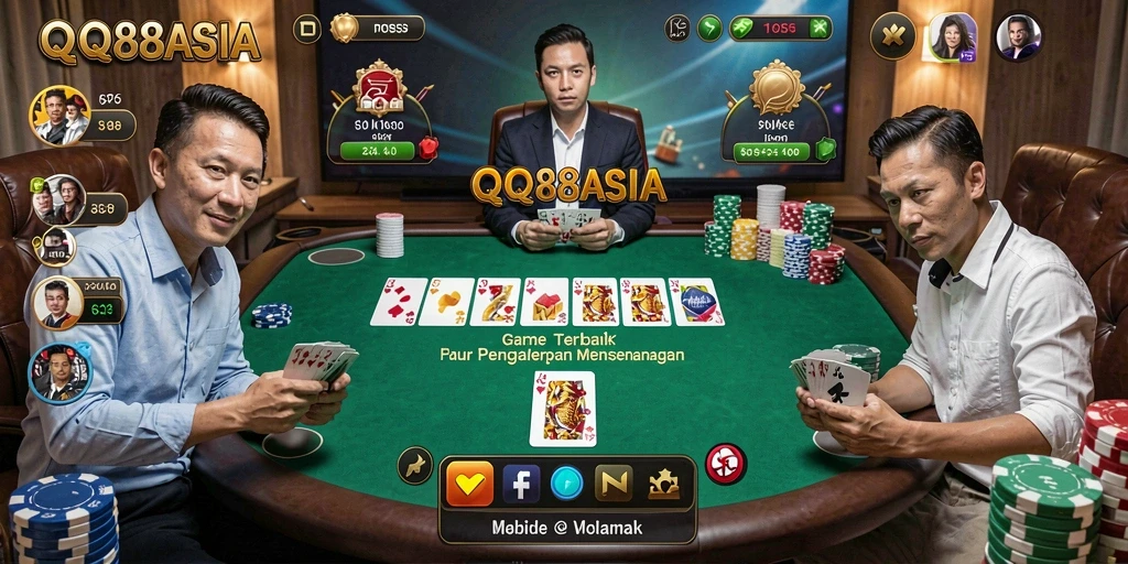 Tampilan gameplay Poker mendebarkan di QQ88ASIA