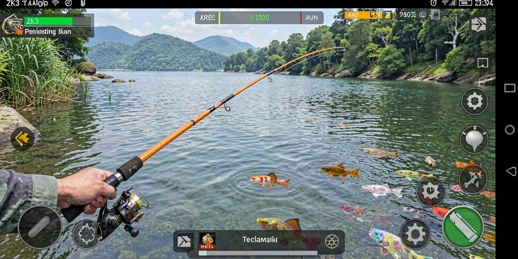 Tampilan gameplay memancing yang seru dan menantang di ZK3.